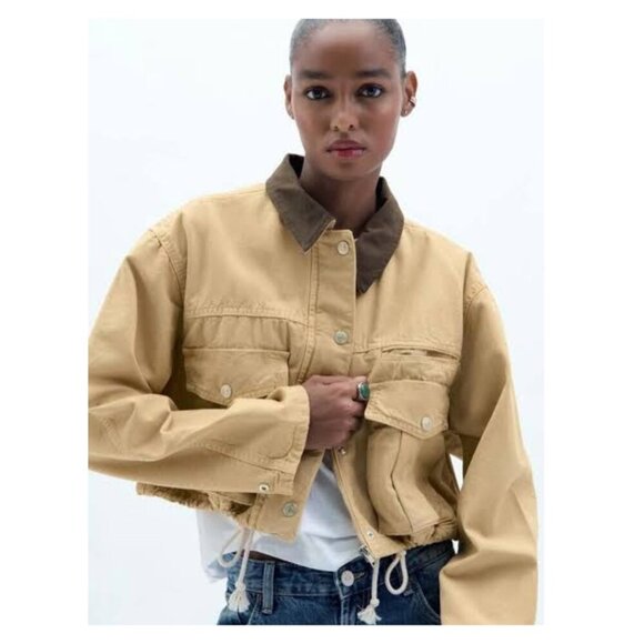 NEW Zara | Contrast Cropped Barn Jacket - Picture 11 of 12